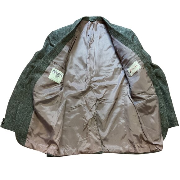 Harris Tweed Mens Sport Coat Gray Hand Woven In Scotland Jack Fraser 44R Wool - Picture 5 of 6